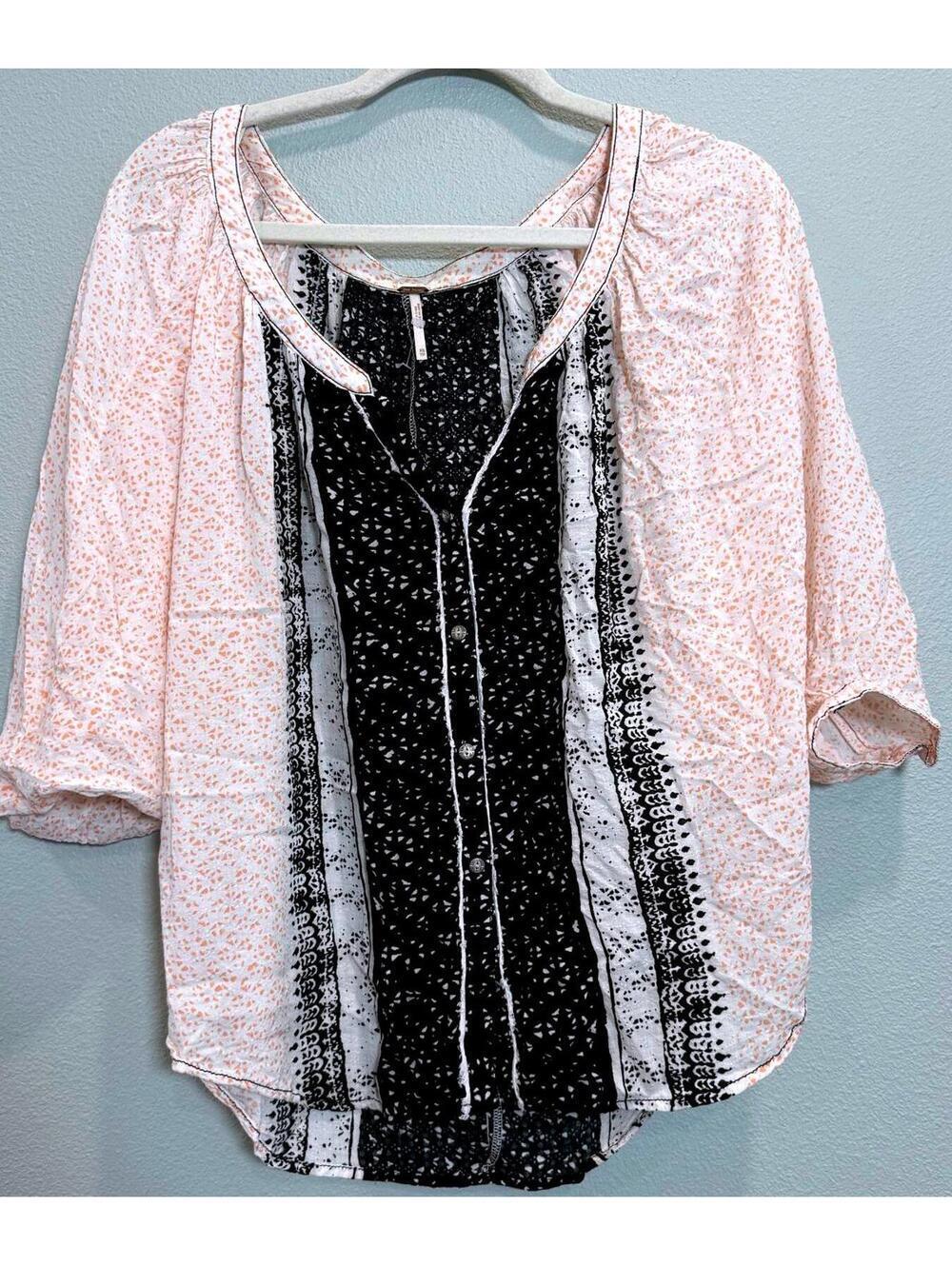 Free People "Days Of Romance" Peasant Print Blouse - NWOT Women's XS
